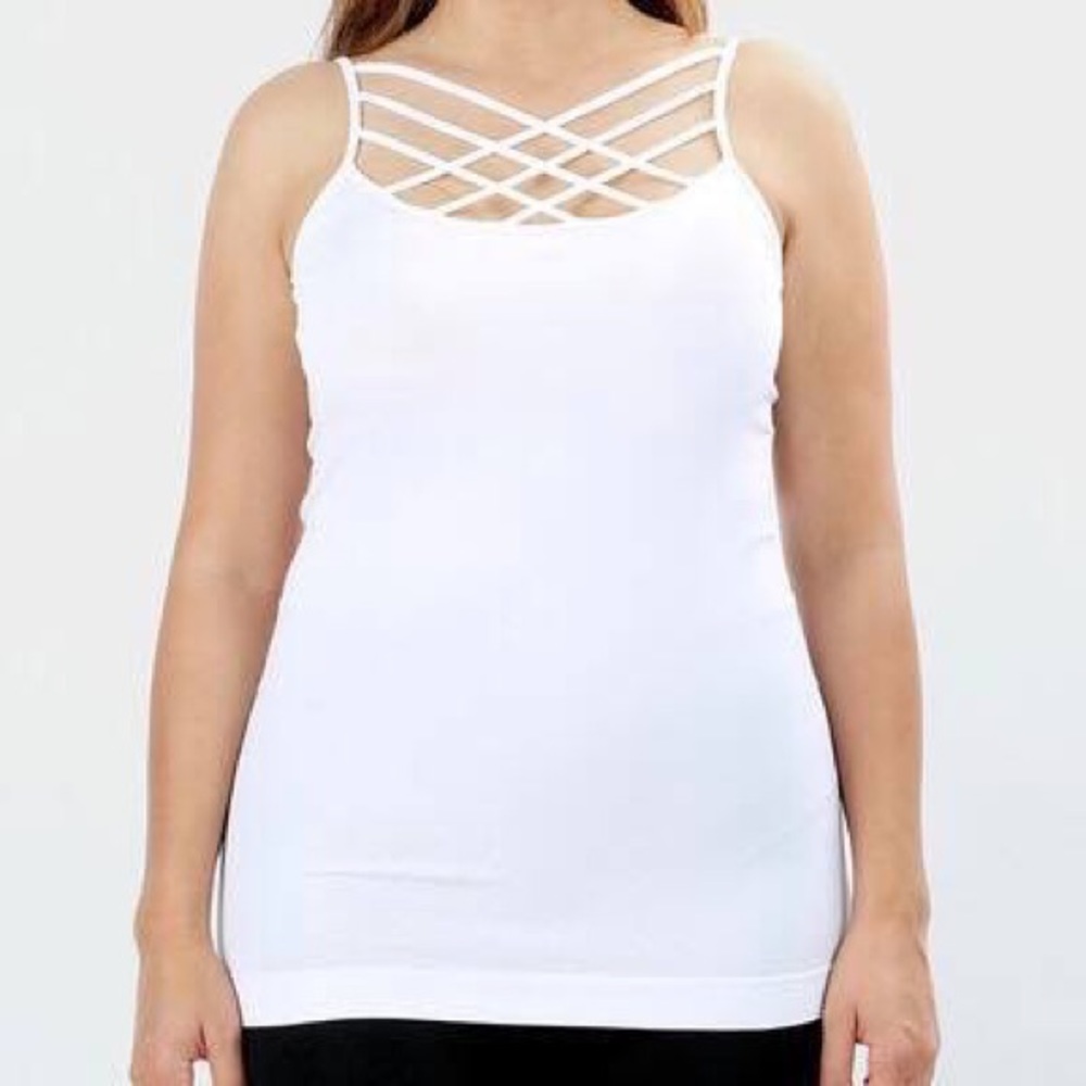 White Webbing Criss Cross Tank